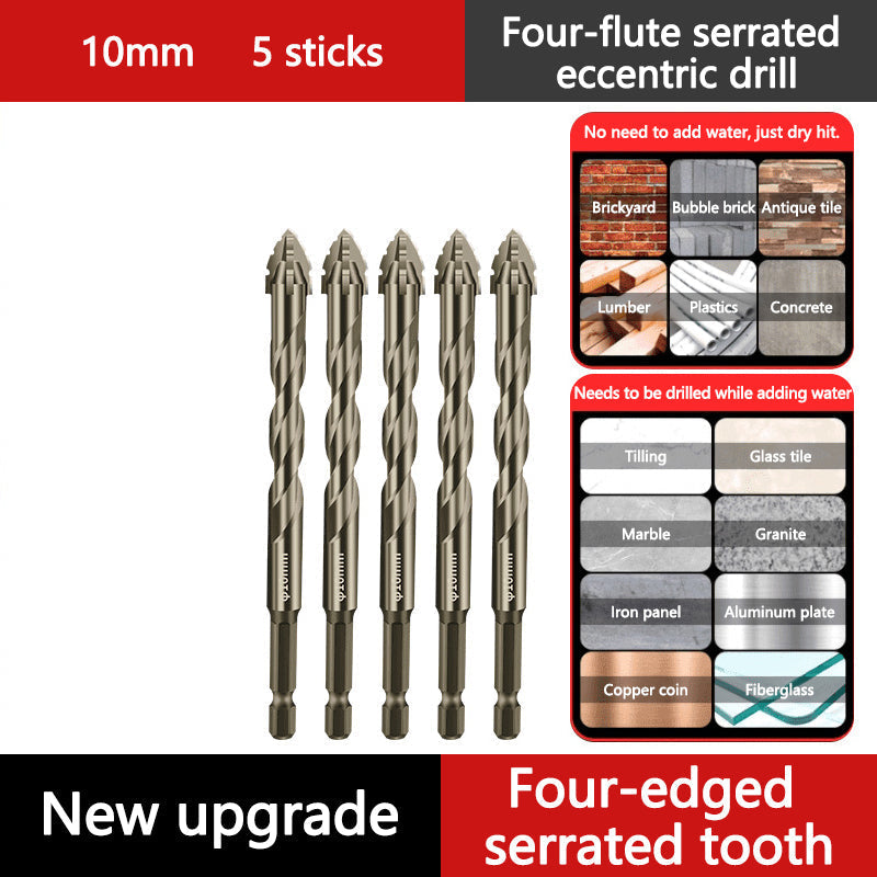 🔥Upgraded Eccentric Four-Flute Drill Bit for Ceramic, Glass, Marble, and Metal