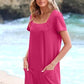 💖LAST DAY SALE 50% OFF💖Women's Casual Square Neck Pocket Short Sleeve Dress with Pockets
