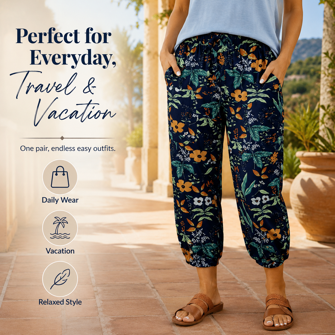 Vintage Floral High-Waist Jogger Pants