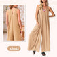 Women's Casual V-Neck Sleeveless Wide-Leg Jumpsuit