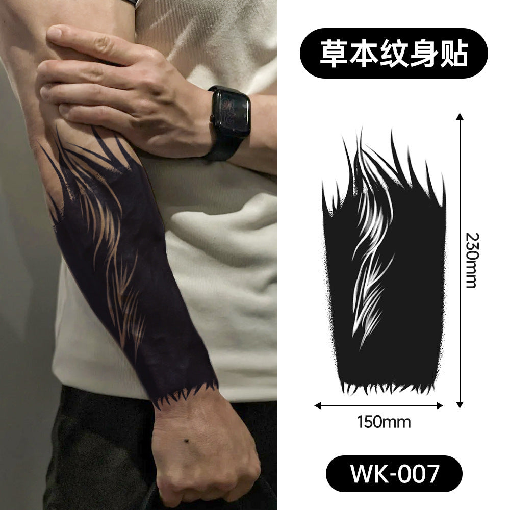 Large Black Temporary Tattoo Stickers - Tribal Wolves, Tigers, Lions, Snakes, Skulls, 12 Fake Tattoo Stickers for Men & Women Arm Designs