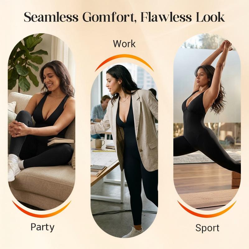 🥳2026 HOT SALE🥳💞50K+ SOLD!🌸🦋50% OFF High-Stretch V-Neck Jumpsuit – All-day ease for fitness & beyond. Breathable, flexible & effortlessly chic. Your go-to for movement. 🧘‍♀️💫