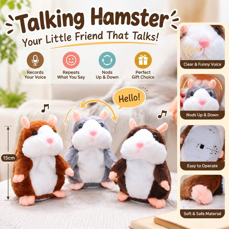 🥳2026 HOT SALE🥳💞50K+ SOLD! 🐹✨ 50% OFF! Talking Hamster Plush – repeats whatever you say, auto head-shaking, hilarious fun for kids & adults. Perfect gift & pet entertainment! 🎁💚