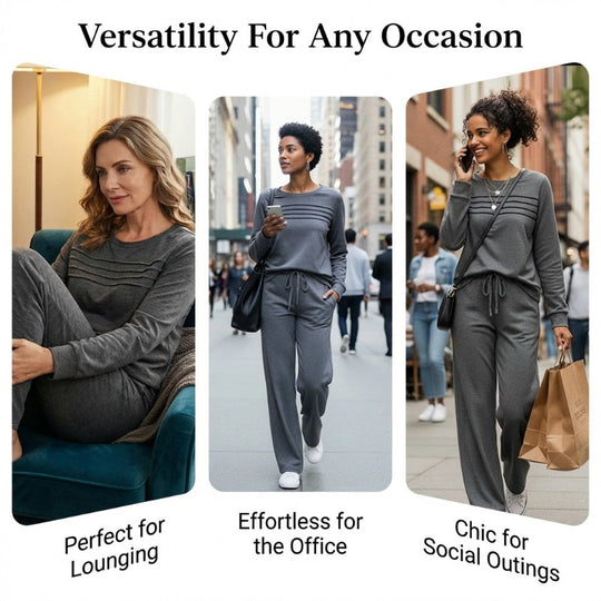 🔥 LAST DAY – 50% OFF! 💐 Women’s Crew-Neck Top & Drawstring Trousers Set