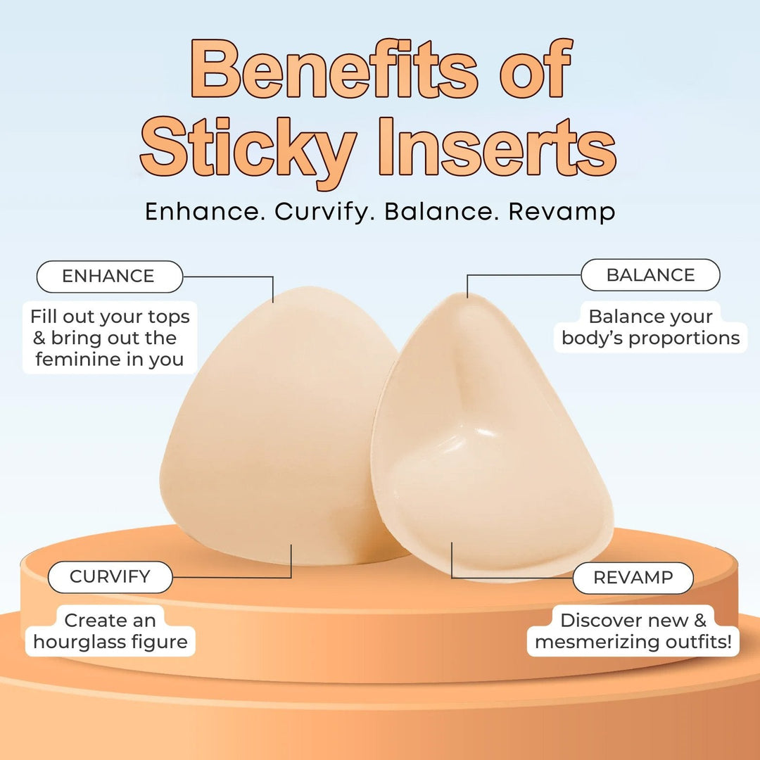 OUFALI Push Up Sticky Inserts Double-Sided Adhesive Ultra Boost Padding Inserts for Bikini Swimsuit Sports Strapless Bra