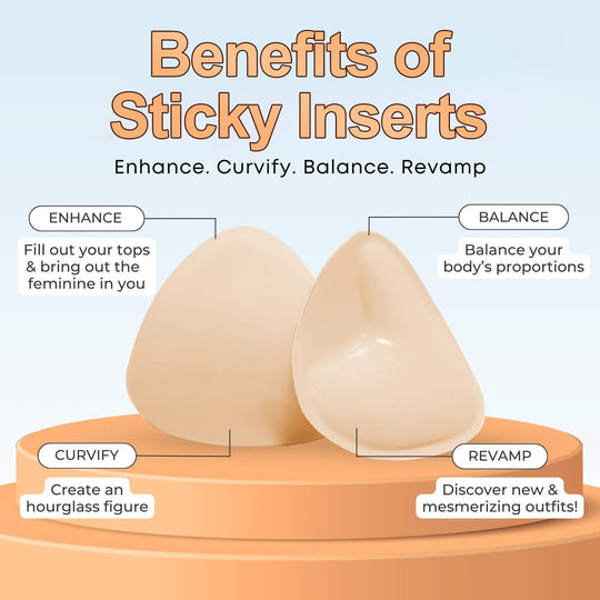 OUFALI Push Up Sticky Inserts Double-Sided Adhesive Ultra Boost Padding Inserts for Bikini Swimsuit Sports Strapless Bra