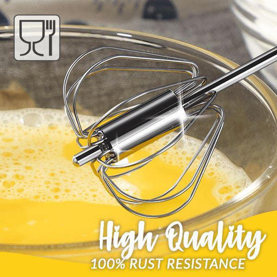 AA Stainless Steel Hand-Push Rotary Whisk - Food-Grade Rust