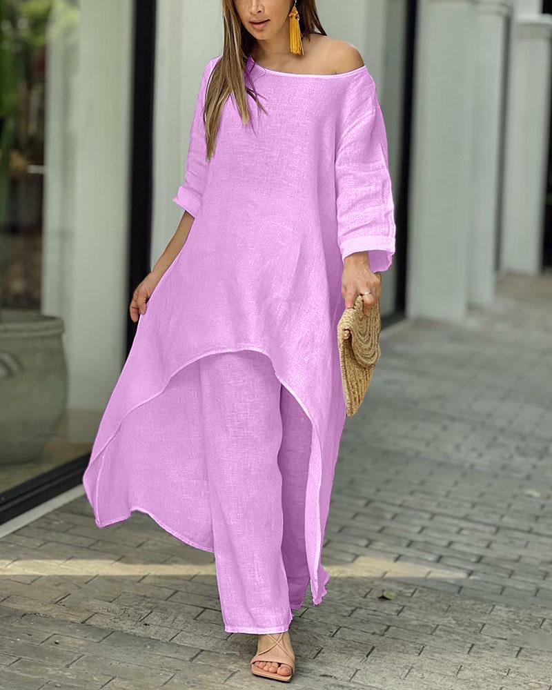 💥Last Day Promotion 49% OFF💥💕Women's Solid Color Linen Fashionable Casual Suit💃💃