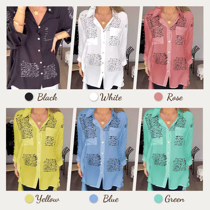 🎁Hot Sale 55%OFF💖Letter Print Fashion Lapel Shirt