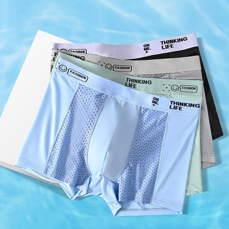 🔥Men's Ice Silk Breathable Mesh Boxer Briefs（4 Piece Set）🔥