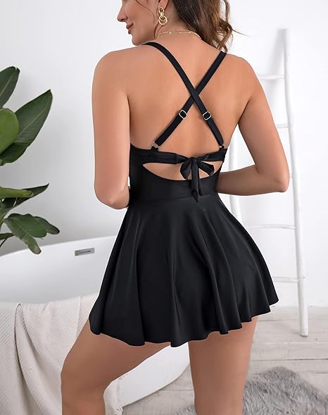 🎁New arrival 49% OFF💥🩱Women's Cutout One Piece Skirt Swimsuit