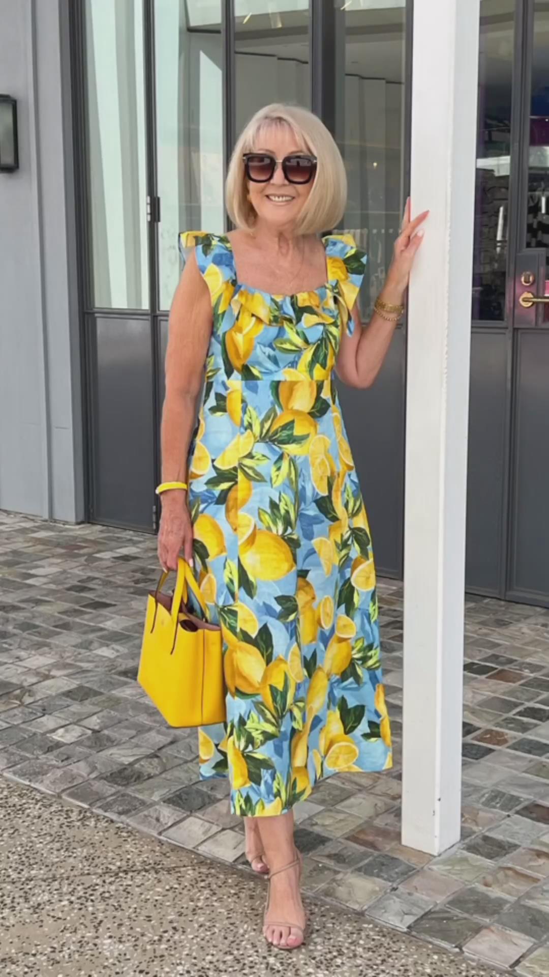 Plus Size Lemon Printing Tunic Dress