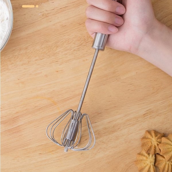 AA Stainless Steel Hand-Push Rotary Whisk - Food-Grade Rust