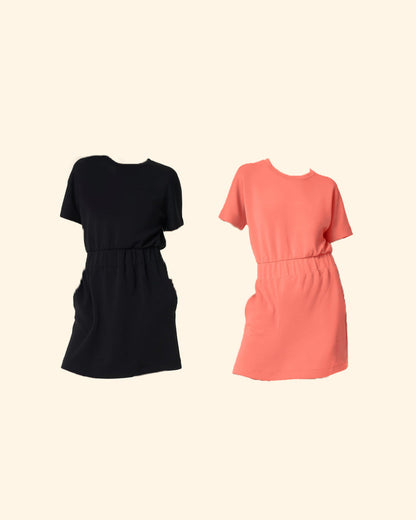 Casual Elastic-Waist T-Shirt Dress👗