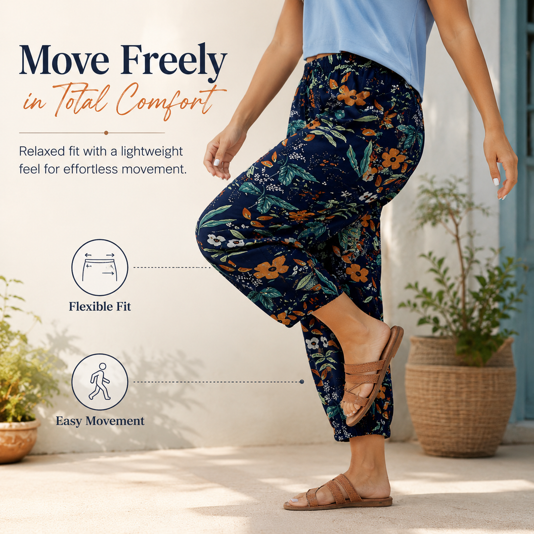 Vintage Floral High-Waist Jogger Pants