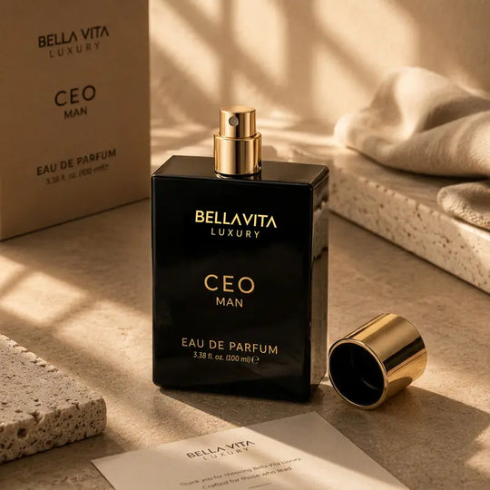 BellaVita Luxury's CEO Man Eau De Parfum 100ml (3.38 Fl.oz) | Lemon, Lavender, Tonka & Agarwood | Long Lasting Perfume for Men | Vegan Perfume | Perfect Gift for Men