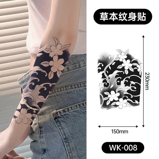 Large Black Temporary Tattoo Stickers - Tribal Wolves, Tigers, Lions, Snakes, Skulls, 12 Fake Tattoo Stickers for Men & Women Arm Designs