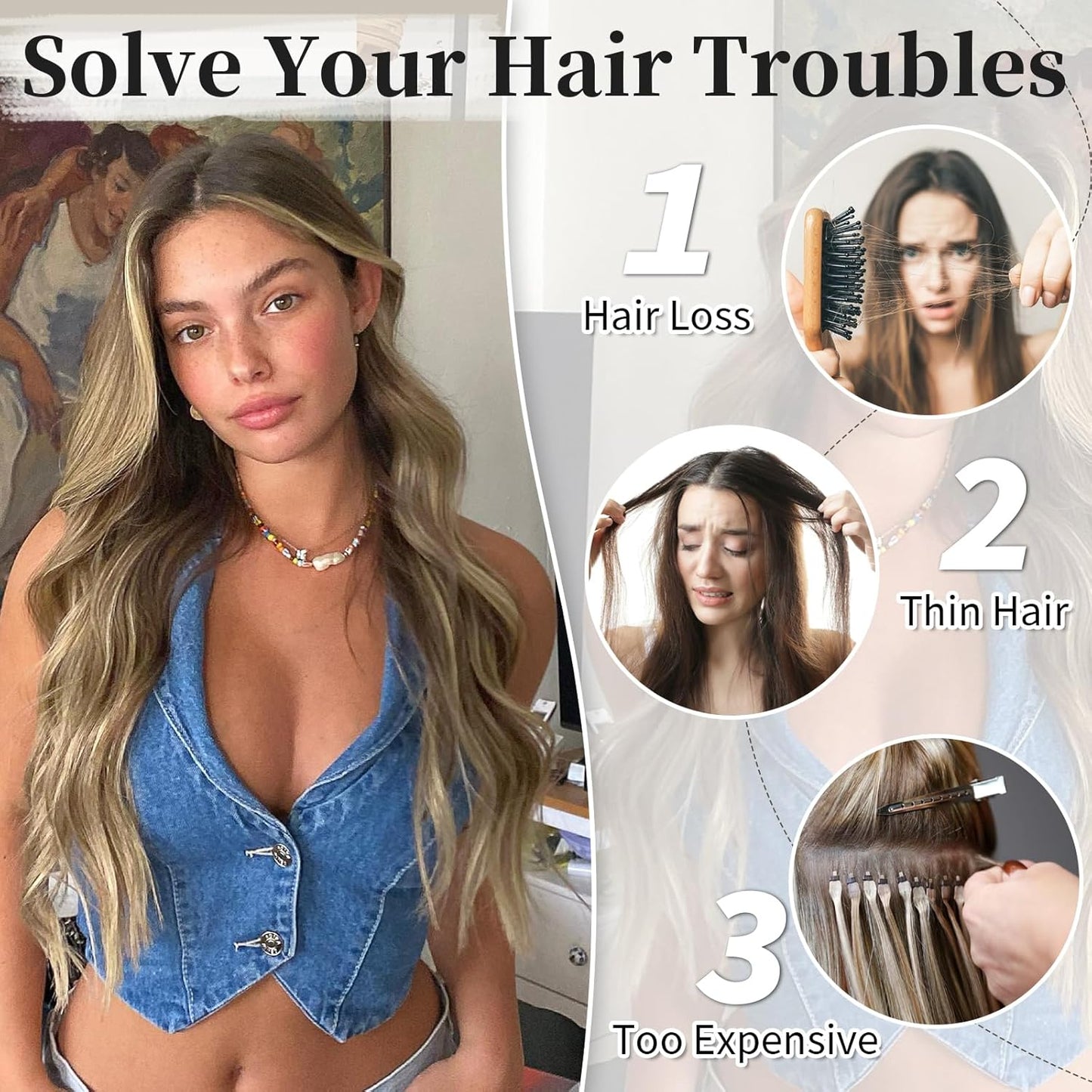 💖This Week's Hot Sales - 50% OFF🤩Women's Gradient Long Wavy Hair Wig, One-Piece with Adjustable Fit
