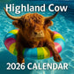 🐮Highland Cow Calendar 2026 – Rustic Farmhouse Wall Art & Monthly Planner📅