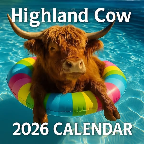 🐮Highland Cow Calendar 2026 – Rustic Farmhouse Wall Art & Monthly Planner📅