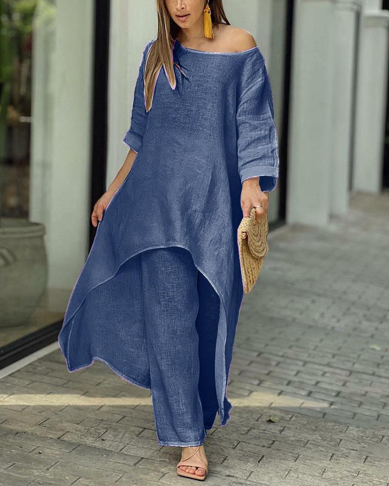 💥Last Day Promotion 49% OFF💥💕Women's Solid Color Linen Fashionable Casual Suit💃💃