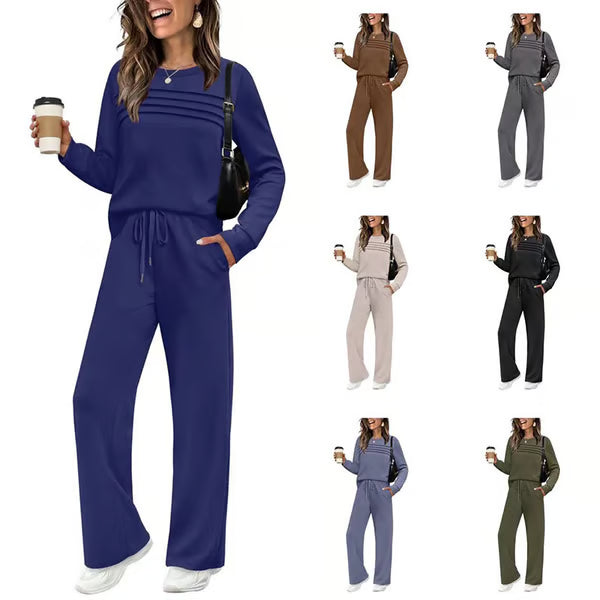 🔥 LAST DAY – 50% OFF! 💐 Women’s Crew-Neck Top & Drawstring Trousers Set
