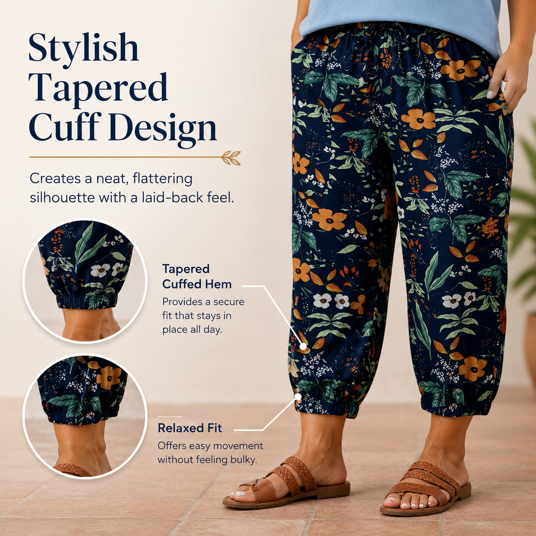 Vintage Floral High-Waist Jogger Pants