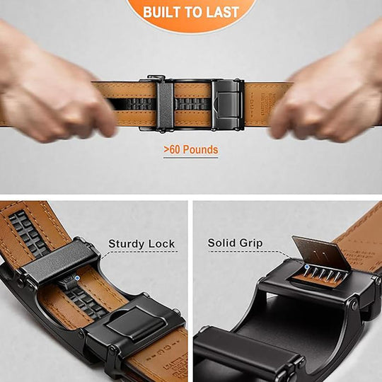 Mens Belt Leather Ratchet Easy Release Belt Dress and Casual Adjustable Belts for Men's Wear Gift Fathers Gift
