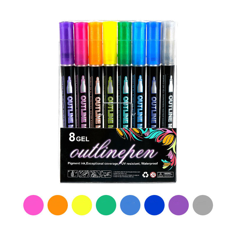 🔥Black Friday Sale 49%OFF-🎁 Double Outline Glitter Coloring Pen Set