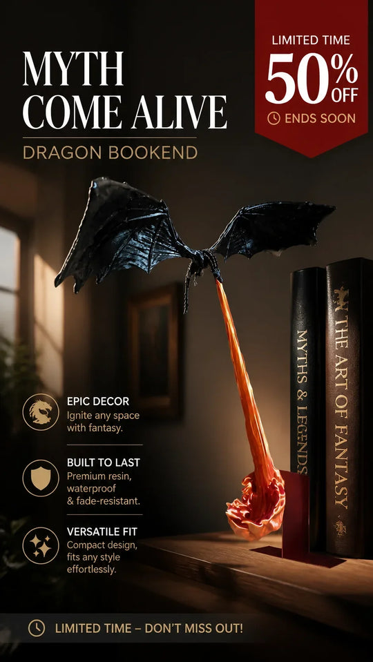 🔥 50% OFF – LIMITED TIME 🐉 Dragon Flame Book Nook – Flying Dragon Bookshelf Ornament for Book Lovers