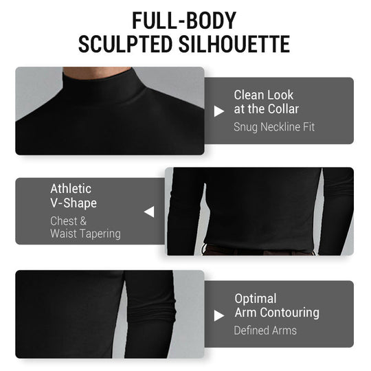 Men's High Neck Slim Fit T-Shirt - Stretchy & Breathable Fabric, Modern Style for Gym or Casual Wear