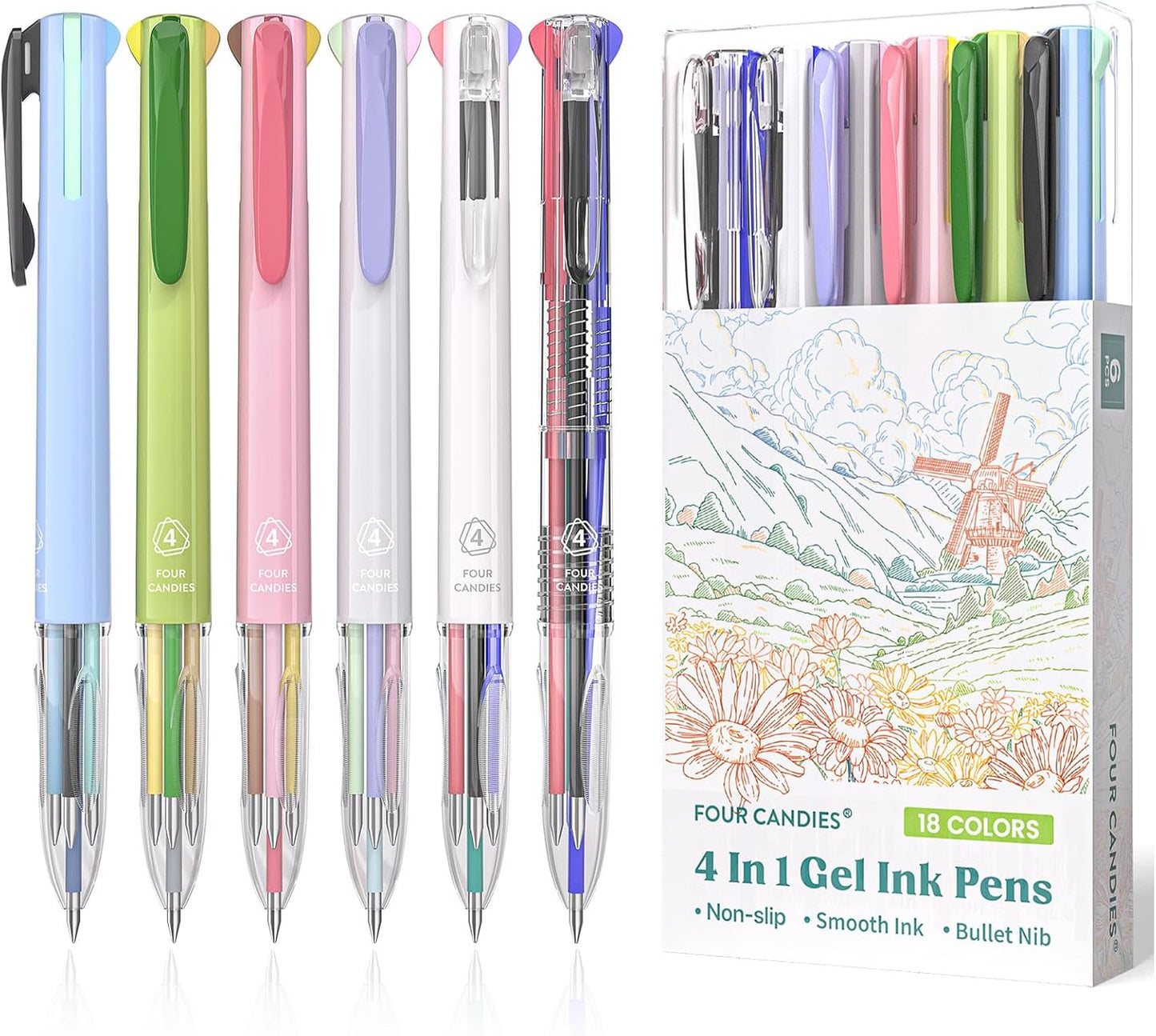 ⏳Last Day 50%OFF-Buy More Save More🎨🖊6 PCS Multi-Color Pen, 0.5mm Color Pen, 4-in-1 Multi-Color Ink Pen