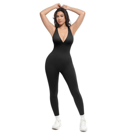 🥳2026 HOT SALE🥳💞50K+ SOLD!🌸🦋50% OFF High-Stretch V-Neck Jumpsuit – All-day ease for fitness & beyond. Breathable, flexible & effortlessly chic. Your go-to for movement. 🧘‍♀️💫