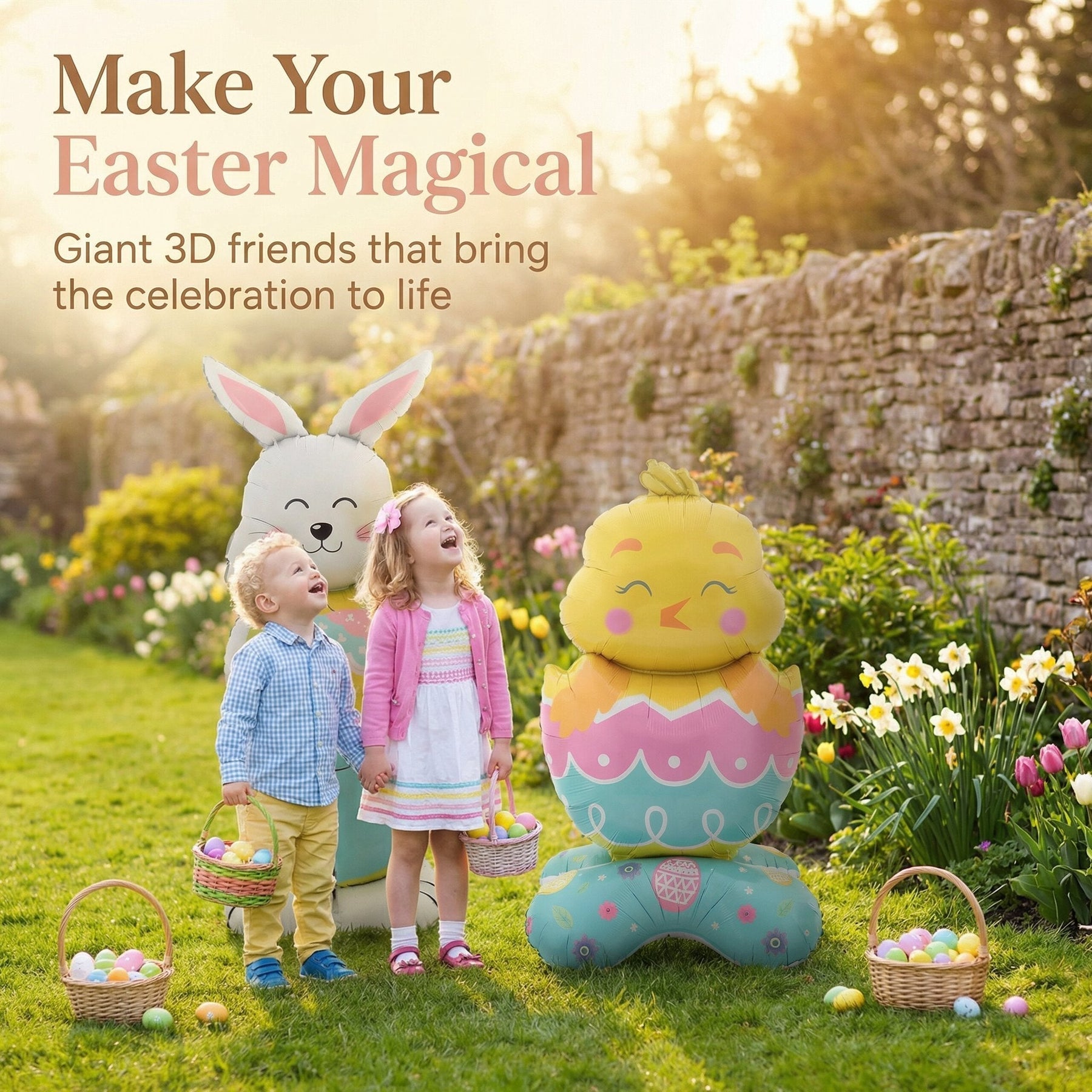 Reaster Rabbit Balloon Stack 🎁EASTER SALE – £5.99!!🐰🎉Giant 3D Standing Bunny Balloon Self-Supportin ...