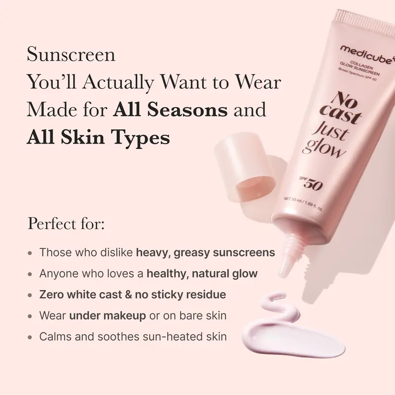 [NEW] [medicube] No Cast Just Glow Collagen Sunscreen | SPF 50 Broad Spectrum Face Sunscreen