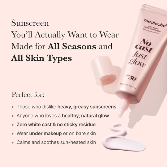 [NEW] [medicube] No Cast Just Glow Collagen Sunscreen | SPF 50 Broad Spectrum Face Sunscreen