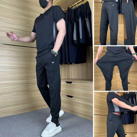 🌴Summer Specials❄️Men's Casual Sports Short Sleeve Long Pants (2-Piece Set)