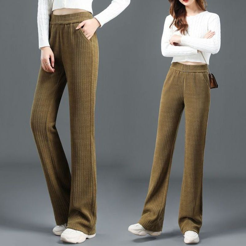 🍁New for autumn✨Women's Versatile Simple Stretch Elastic Waist Loose Wide Leg Pants