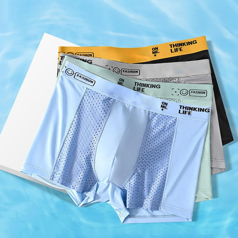 🔥Men's Ice Silk Breathable Mesh Boxer Briefs（4 Piece Set）🔥