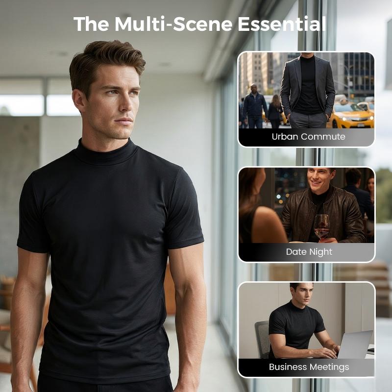 Men's High Neck Slim Fit T-shirt