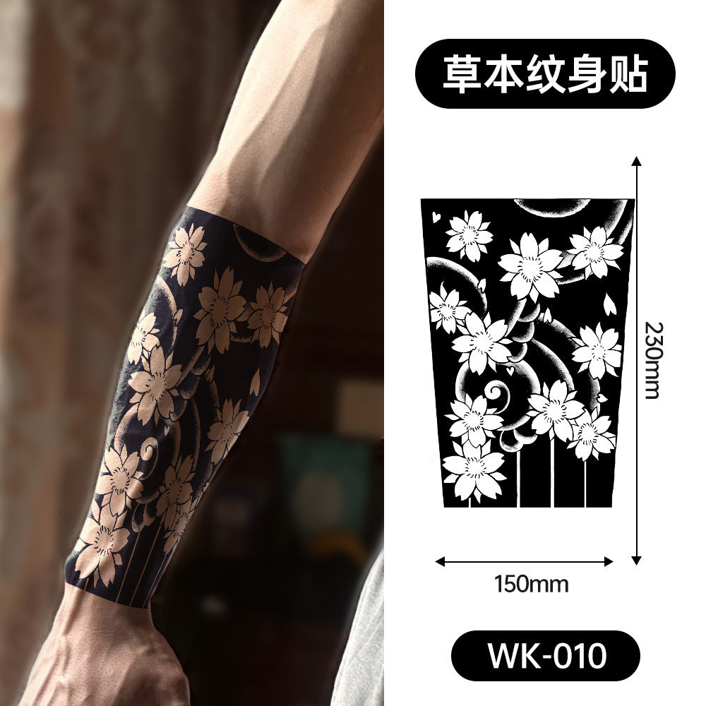 Large Black Temporary Tattoo Stickers - Tribal Wolves, Tigers, Lions, Snakes, Skulls, 12 Fake Tattoo Stickers for Men & Women Arm Designs