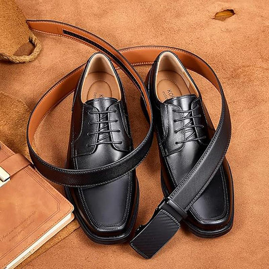 Mens Belt Leather Ratchet Easy Release Belt Dress and Casual Adjustable Belts for Men's Wear Gift Fathers Gift