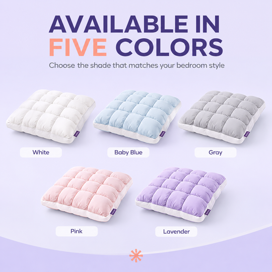 Mellow Sleep | Mellow Puff Pillow – Soft Quilted Puff Grid Design Pillow, Fluffy Plush Bed Pillow with Cloud Like Comfort, Breathable Support Pillow for Side, Back & Stomach Sleepers, Cozy Bed Pillow for Better Sleep