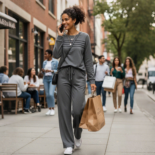 🔥 LAST DAY – 50% OFF! 💐 Women’s Crew-Neck Top & Drawstring Trousers Set