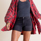 ⏰Early Autumn Sales 50% OFF🍂Women's Mineral Washed Button Down Plaid Shirt With Pockets