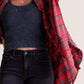 ⏰Early Autumn Sales 50% OFF🍂Women's Mineral Washed Button Down Plaid Shirt With Pockets