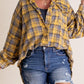 ⏰Early Autumn Sales 50% OFF🍂Women's Mineral Washed Button Down Plaid Shirt With Pockets