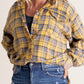 ⏰Early Autumn Sales 50% OFF🍂Women's Mineral Washed Button Down Plaid Shirt With Pockets