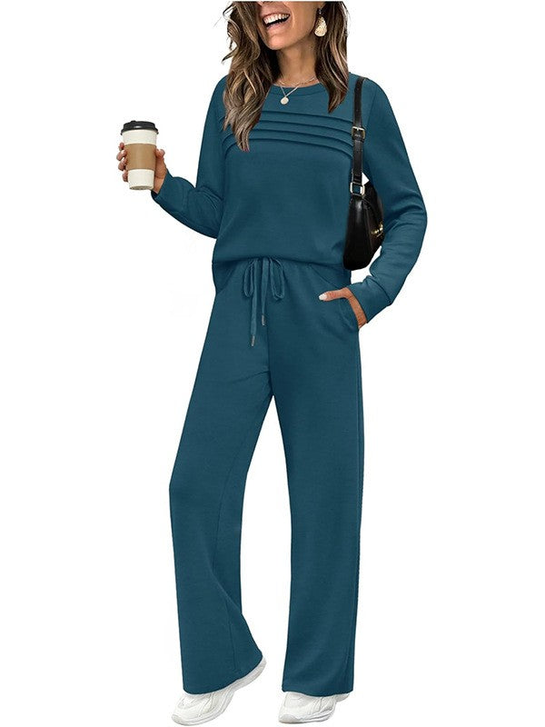 🔥 LAST DAY – 50% OFF! 💐 Women’s Crew-Neck Top & Drawstring Trousers Set