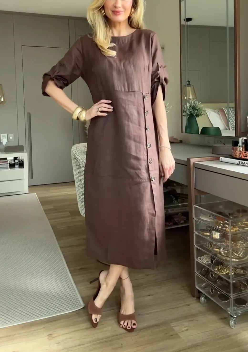 ⏳ Limited Time Hot Sale 50% OFF ✨Women's Button-Down Side Slit Maxi Dress